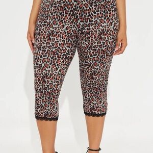 Fashion Nova Leopard Print Leggings with Lace